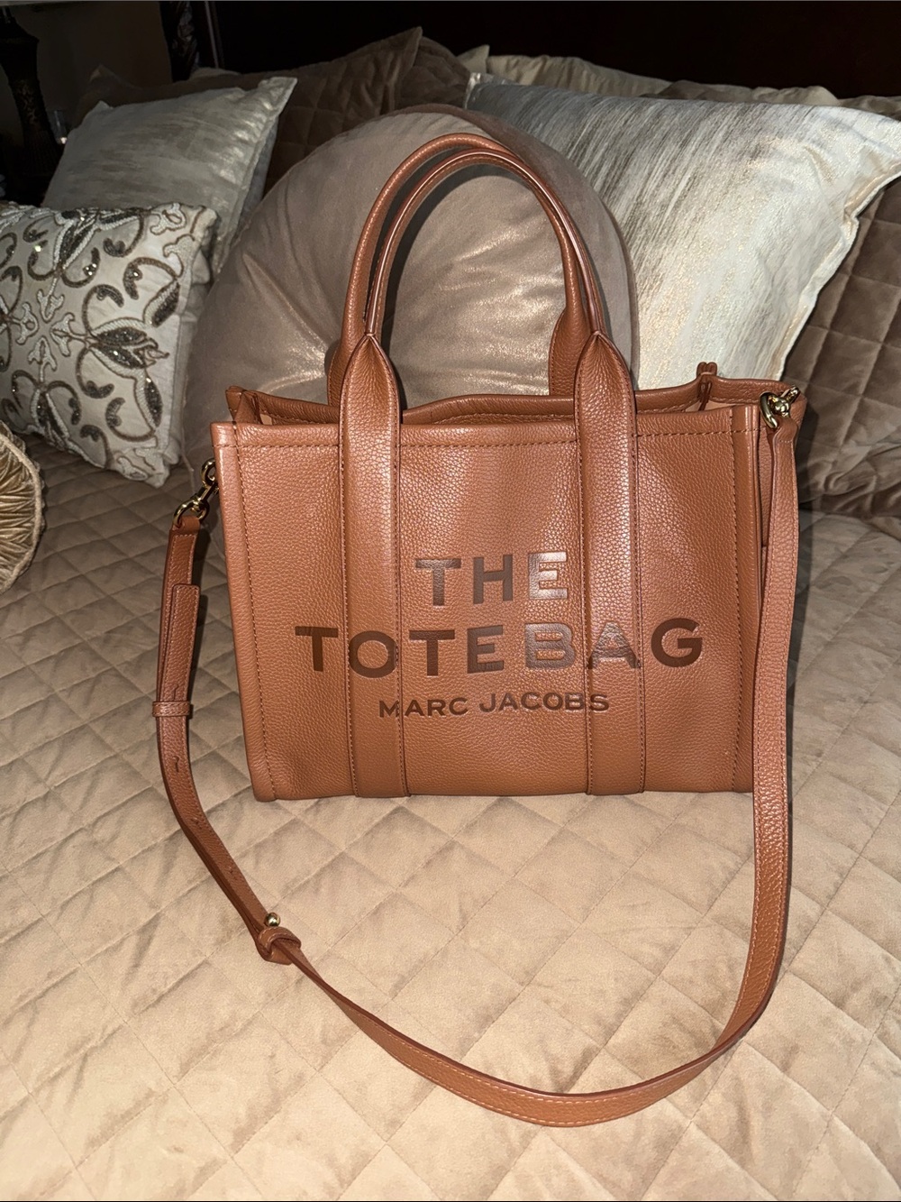 Marc Jacobs The Tote Bag Leather Satchel in Cognac Brown